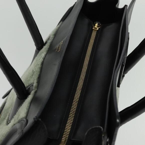 CELINE Luggage Mini Shopper Hand Bag Leather Green Gold - Picture 6 of 12